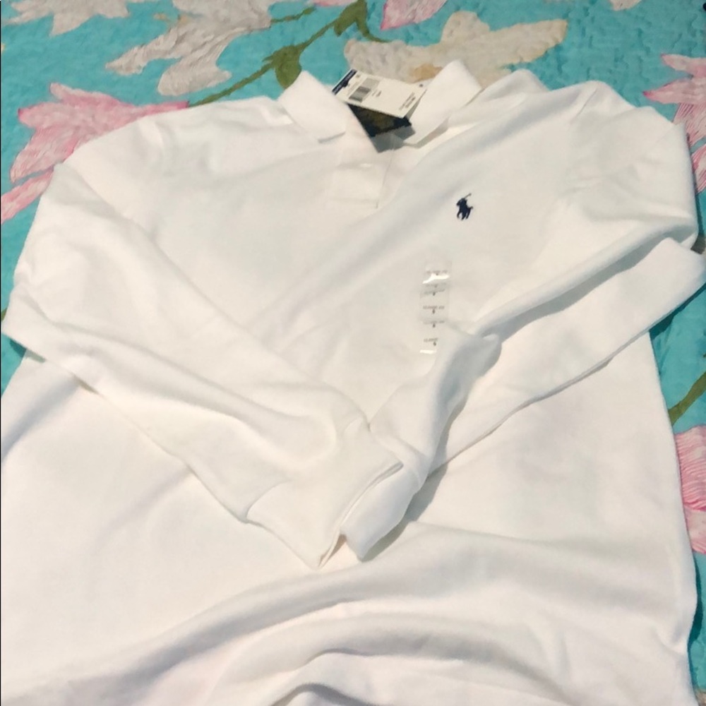 Long sleeve white polo